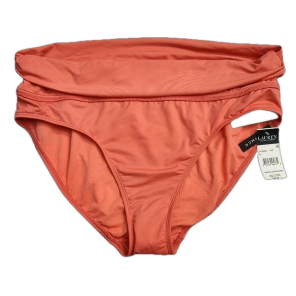 3/$25 Lauren Ralph Lauren fold over bikini bottom size 14 NWT coral color